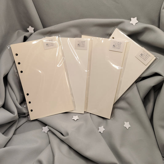 A6 Cream Plain Blank Sketching Loose Leaf Binder Refills