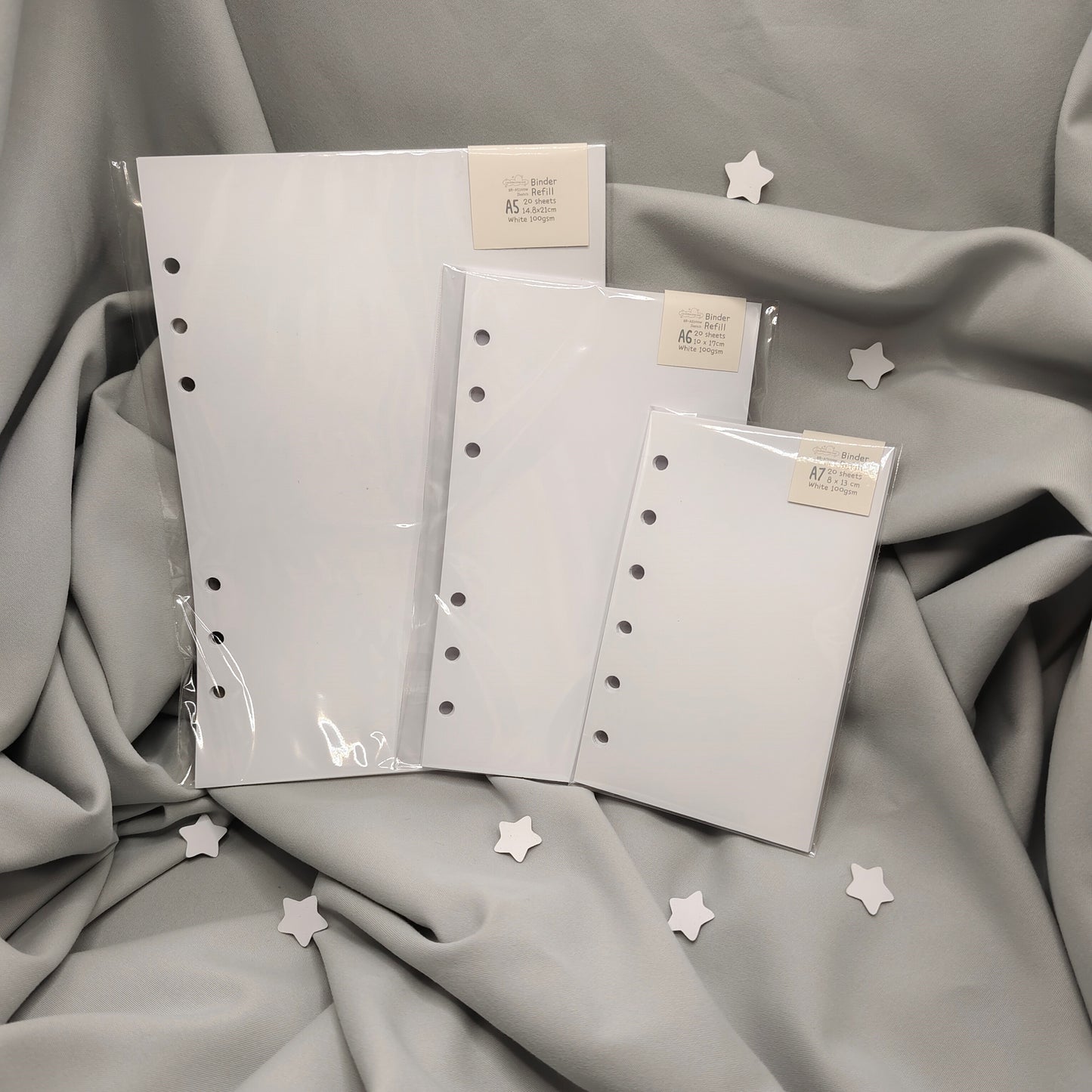 A5 / A6 / A7 Plain White Loose Leaf Binder Refills